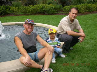 Morris Arboretum -- Adam, Gaby, Ivan at rose garden fountain