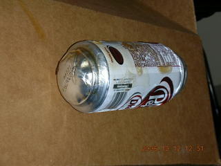 exploded can of frozen Dr. Pepper