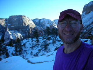 Zion National Park -- Adam and snowy Walter's Wiggles