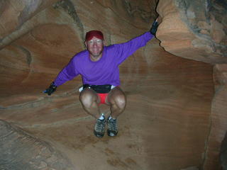 Zion National Park -- Adam in rock in Refrigerator Canyon