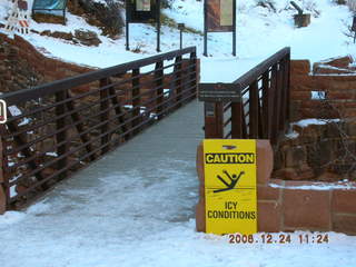 Zion National Park -- warning sign at Weeping Rock trailhead