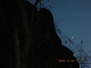 Phantom Ranch -- moon over inner canyon rim