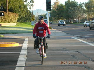 Jim Sills on his new bicycle