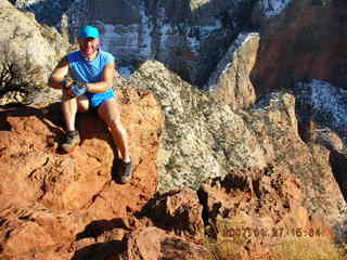 Zion National Park - Observation Point hike - Adam putting on crampons