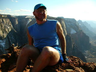 Zion National Park - Observation Point- Adam with marker