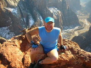 Zion National Park - Observation Point - Adam with marker