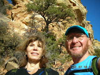 Zion National Park - Observation Point - Adam with marker