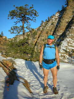 Zion National Park - Observation Point hike - Adam putting on crampons