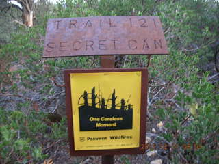 Sedona -- Secret Canyon hike -- trailhead sign