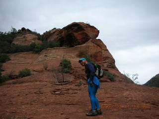 Sedona -- Cathedral Rock hike -- Adam on the ledge