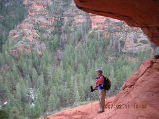 Sedona -- Secret Canyon hike -- Adam climbing slickrock