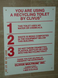 2356 62u. lost dog wash trailhead restroom sign -- no-water toilet