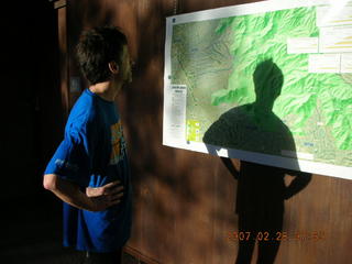 Lost Dog Wash -- Thomas Veit at the trailhead map