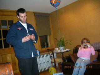 266 634. Gaby's fourth birthday -- Eric, Jenny taking apicture