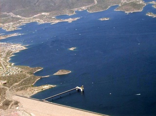 aerial around Phoenix, Lake Pleasant, from n4372j