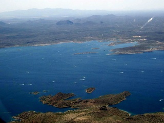 aerial around Phoenix, Lake Pleasant, from n4372j