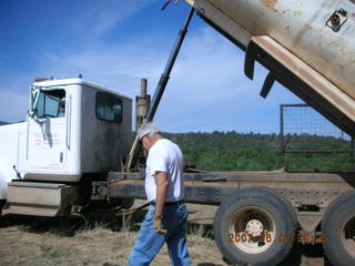 Young -- Chapman Ranch Airport - dump truck in the hangar