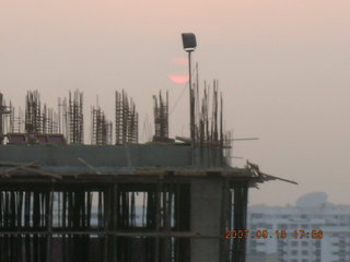India dawn, red sun