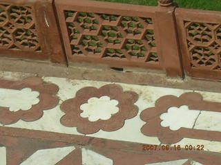 96 69e. Taj Mahal patterned rock walkway and wall