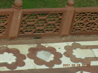 97 69e. Taj Mahal patterned rock walkway and wall