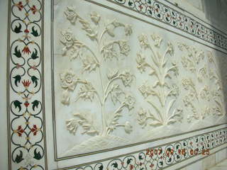 110 69e. Taj Mahal ornate inlaid marble on main building