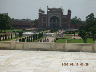 119 69e. Taj Mahal entrance seen from main building