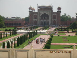 120 69e. Taj Mahal entrance seen from main building