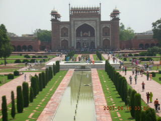 130 69e. Taj Mahal entrance seen from main building