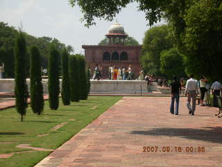 144 69e. Taj Mahal entrance seen from near main building