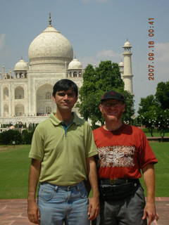Taj Mahal main building in distance - Sudhir and Adam
