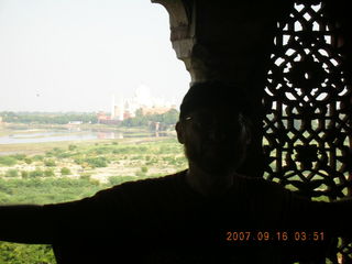 240 69e. Agra Fort - Taj Mahal in the distance