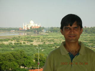 256 69e. Agra Fort - Taj Mahal in the distance - Sudhir
