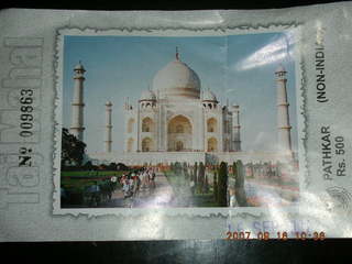 316 69e. admission ticket for Taj Mahal
