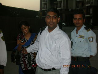 25 69f. Nalida and Ravi and guard in Gurgaon, India