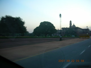 government buildings in a blur, Delhi