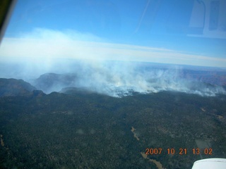 aerial - Grand Canyon - smoke over north rim