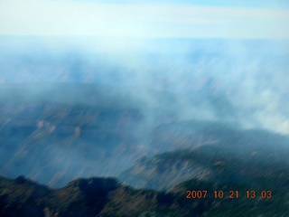 789 6am. aerial - Grand Canyon - smoke over north rim