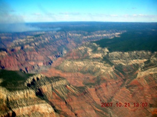 801 6am. aerial - Grand Canyon - smoke over north rim