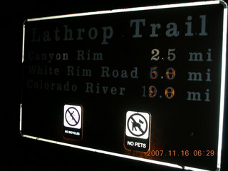 Canyonlands National Park - Lathrop Trail hike sign