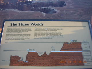 384 6bg. Canyonlands National Park - Grand View Overlook - Three Worlds sign