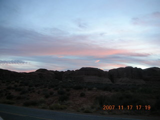 259 6bh. Arches National Park - sunset at Petrified Sand Dunes