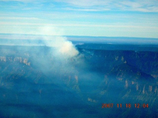 aerial - smoke on north rim of Grand Canyon