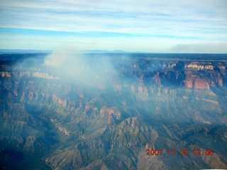 209 6bj. aerial - Grand Canyon - smoke from north rim