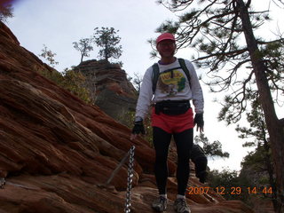 Zion National Park - Angels Landing hike - Adam coming down chains