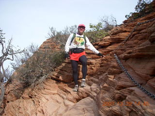 Zion National Park - Angels Landing hike- Adam coming down chains