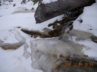 Zion National Park - West Rim trail - ice along trail
