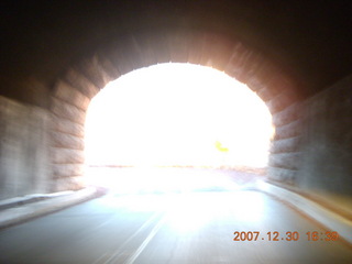 Zion National Park - driving on the road - coming out of tunnel