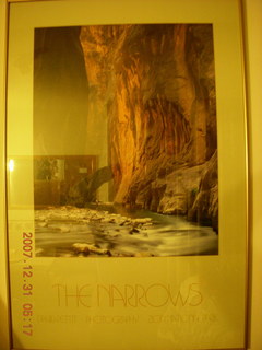 zion narrows poster in motel room