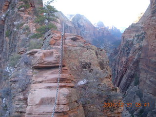 Zion National Park - sunrise Angels Landing hike - chains - chains - narrow part
