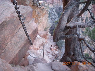 Zion National Park - sunrise Angels Landing hike - chains - chains